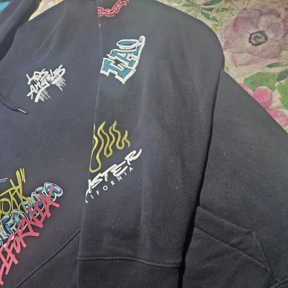 HOLLISTER GRAFFITI SPRAY PAINT LOOK HOODED SWEATSHIRT MENS XXL - Picture 4 of 10